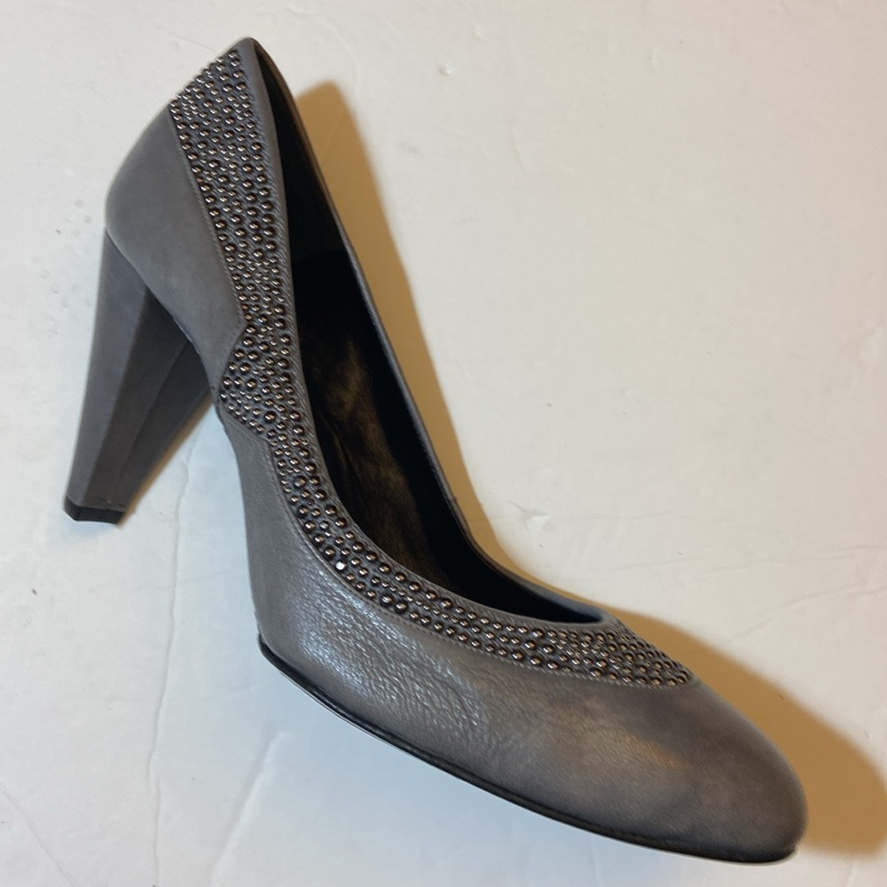 MALOLES Grey Leather Studs Pumps  Shoes 42 Handmade in Spain NWOB